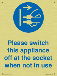 Please switch this appliance off at the socket when not in use